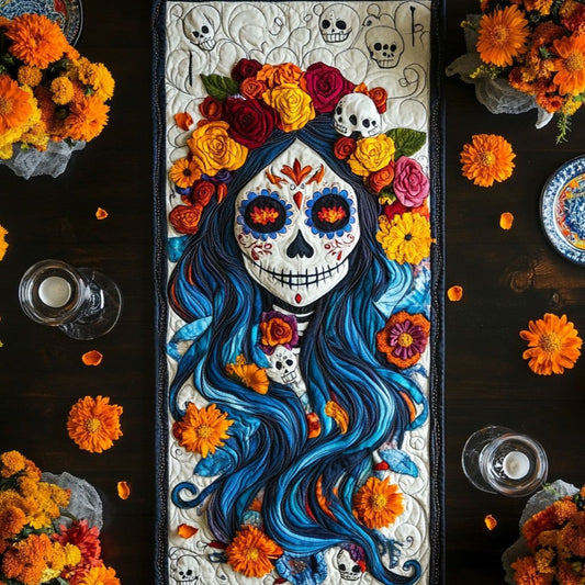 Marigold Beauty Skull WY0506020CL Quilted Table Runner