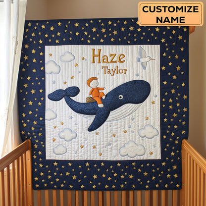 Sleepy Whale WN3107060CL Personalized Baby Quilt