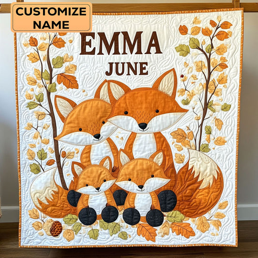 Cozy Fox Nest WY0108012CL Personalized Baby Quilt