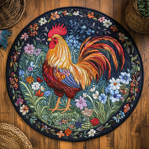 Rooster By Night WY2204029CL Quilted Round Mat