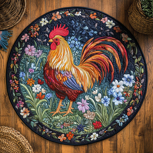 Rooster By Night WY2204029CL Quilted Round Mat