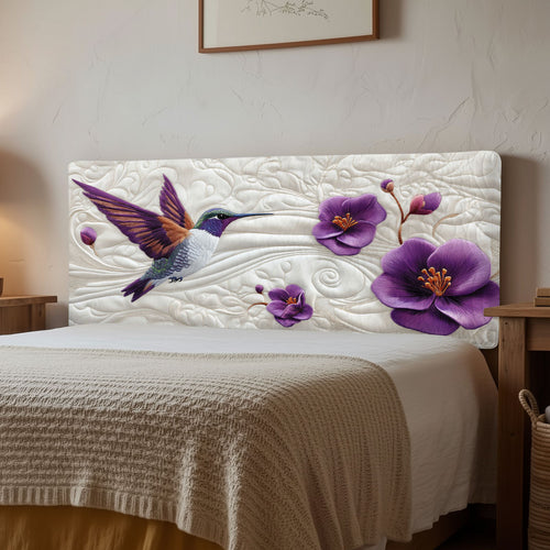 Beautiful Purple Hummingbird WJ1212010CL Quilted Headboard Slipcover