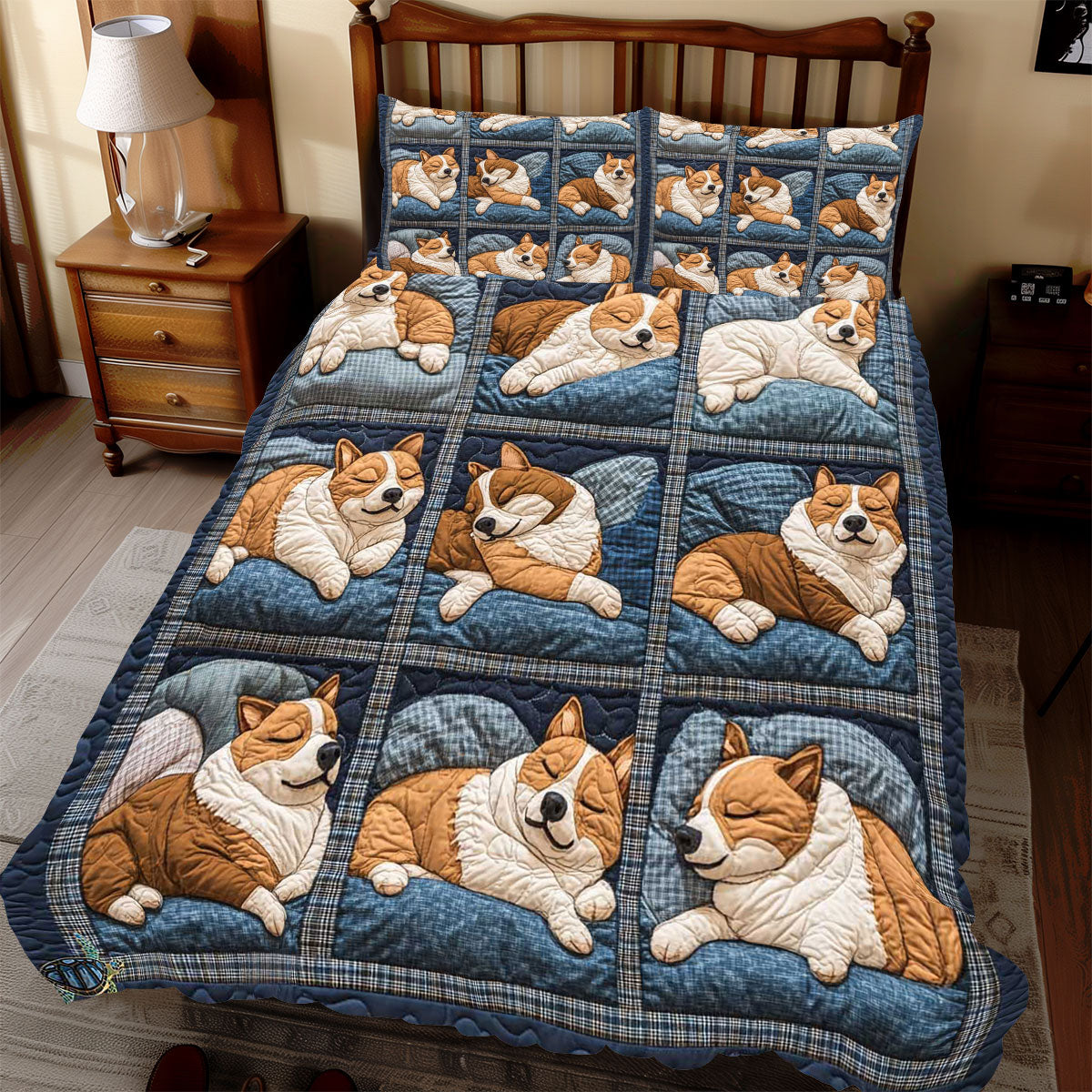 Adorable Corgi Winter WP2211001CL Duvet Cover Set