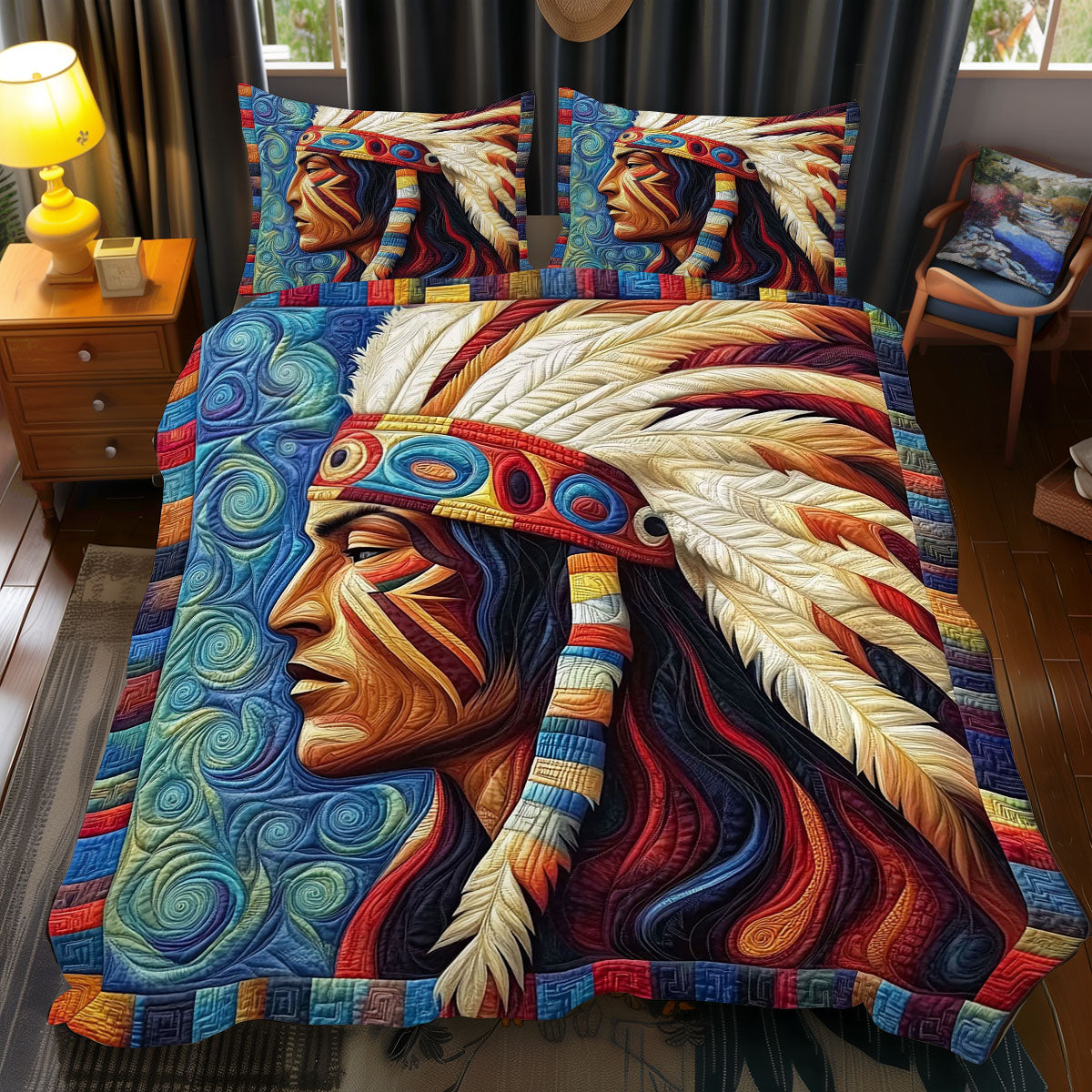 Native American Portrait WJ2312033CL Duvet Cover Set