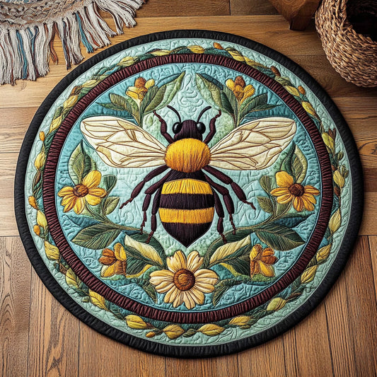 Bee In Teal Garden WY2305006CL Quilted Round Mat