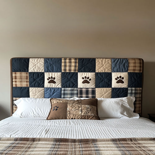 Patchwork Dog Paw WN1712019CL Quilted Headboard Slipcover