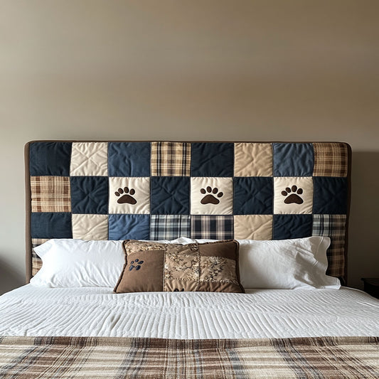 Patchwork Dog Paw WN1712019CL Quilted Headboard Slipcover