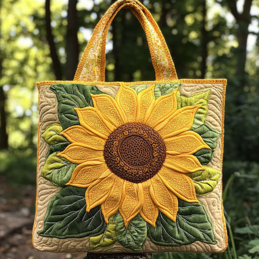 Golden Sunflower WN2209038CL Quilted Tote Bag