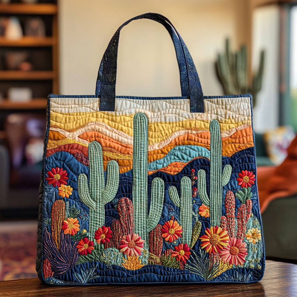 Sunset Saguaro LT2411015CL Quilted Tote Bag