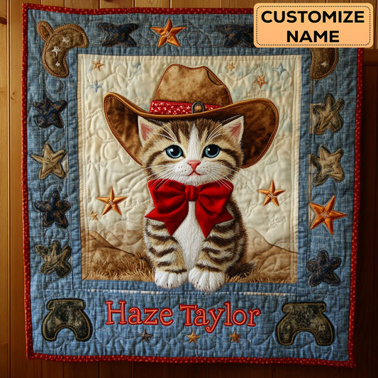 Cat In Red Ribbon WN3007018CL Personalized Baby Quilt