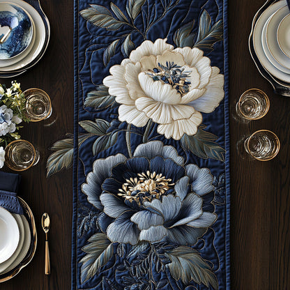 Blue Porcelain Petals CP2905017CL Quilted Table Runner