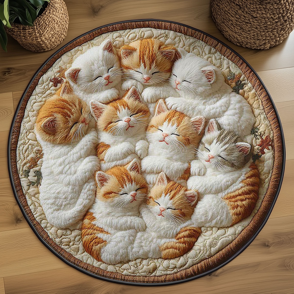 Snuggle Cat WN2203090CL Quilted Round Mat