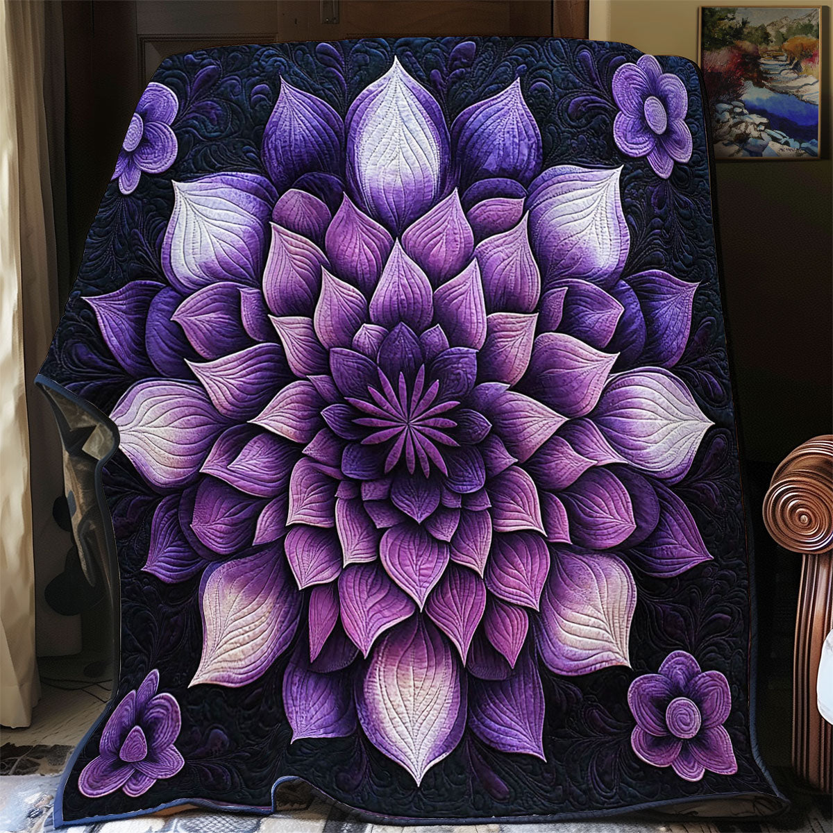 Purple Flower WY0801046CL Quilt