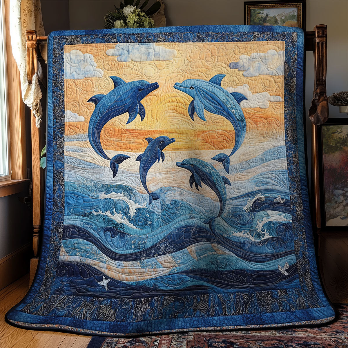 Dolphin Family WY2103040CL Quilt