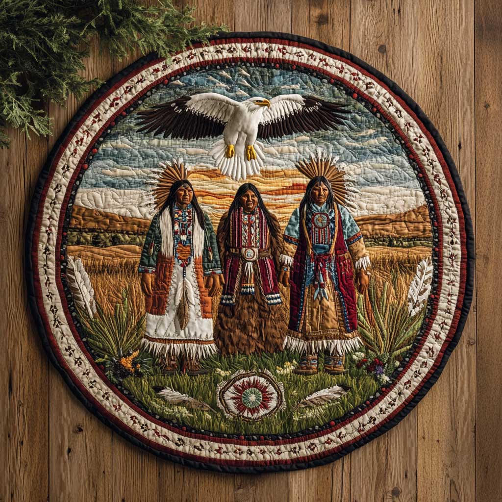 Native American Eagle Blessing WN2403077CL Quilted Round Mat