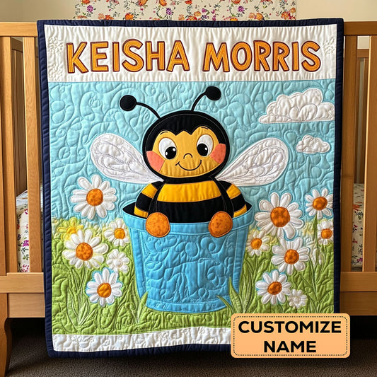 Buzz In The Bloom WY2607013CL Personalized Baby Quilt
