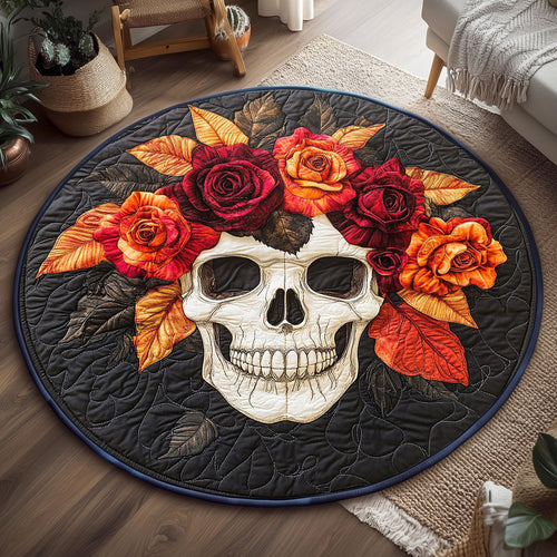 Flower Crown Skull WP2404017CL Quilted Round Mat