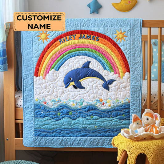 Rainbow Splash WY3107024CL Personalized Baby Quilt