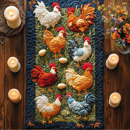 Hens in the Hay CM2304050CL Quilted Table Runner