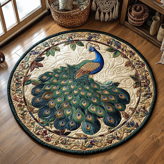 Vintage Peacock WY1906066CL Quilted Round Mat