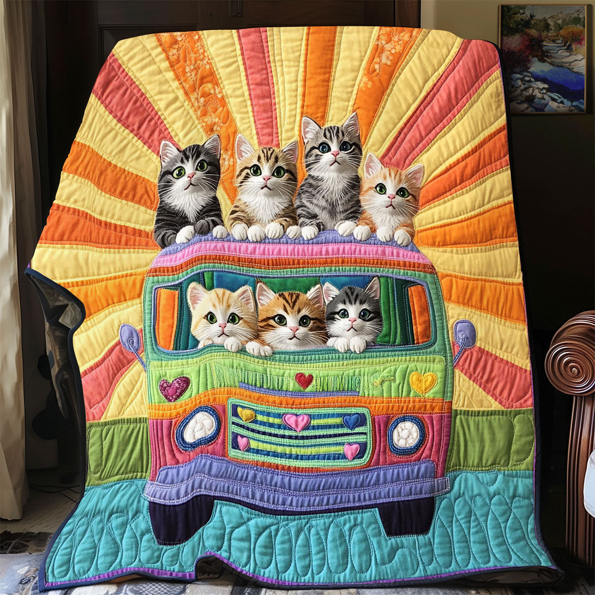 Hippie Cats CP1411018CL Quilt