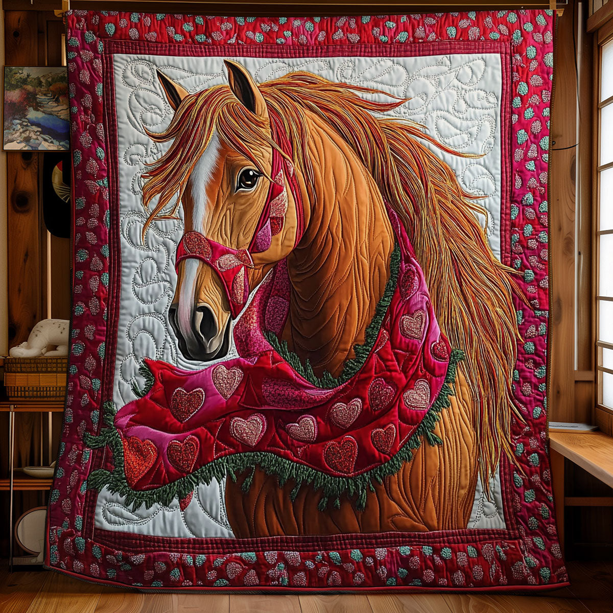 Heart Valentine Horse WY3112019CL Quilt