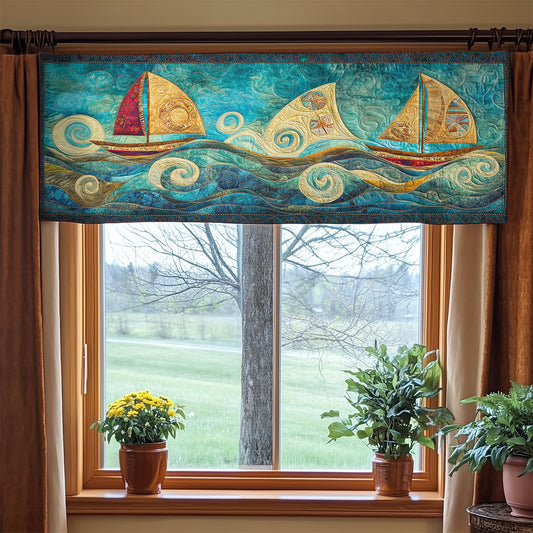 Ocean's Sailboat Pulse WN2006021CL Quilted Valance