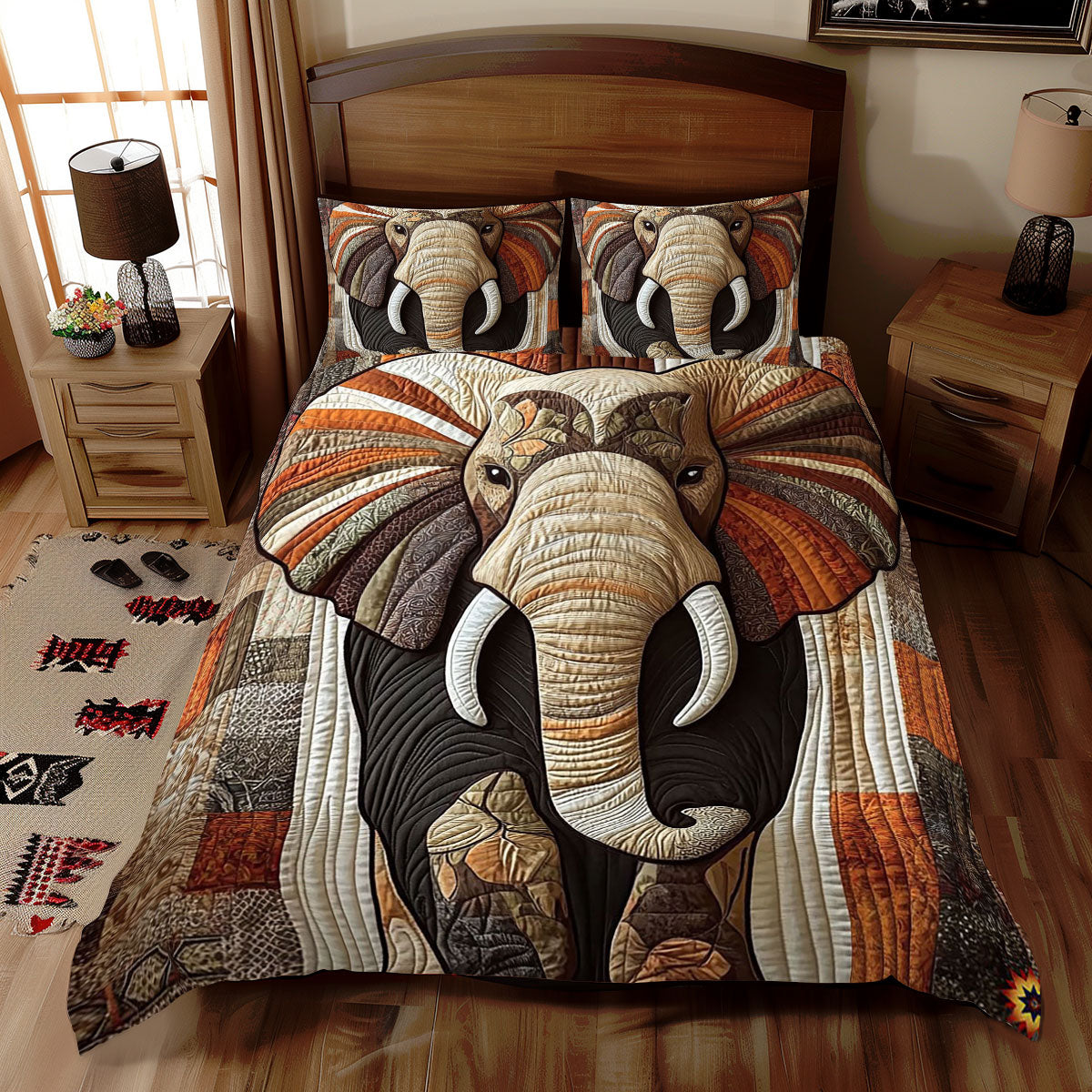 Majestic Elephant Mosaic WJ1912046CL Duvet Cover Set