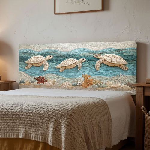 Sea Turtle Glow CW1312016CL Quilted Headboard Slipcover