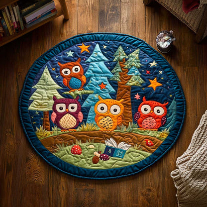 Bright Owl Bunch WN2503006CL Quilted Round Mat