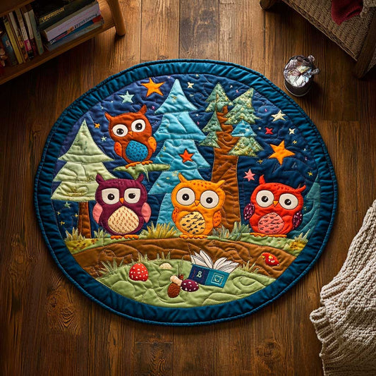 Bright Owl Bunch WN2503006CL Quilted Round Mat