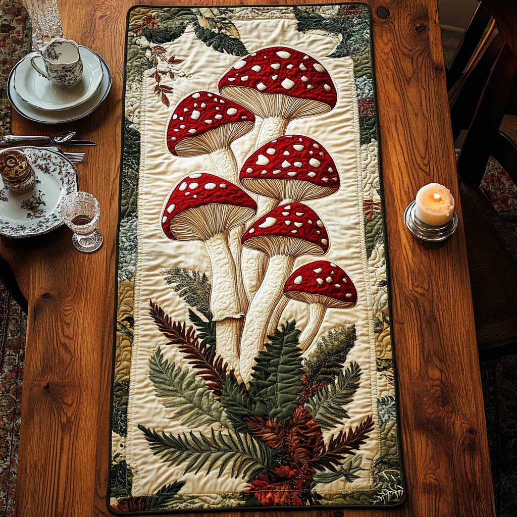 Colorful Mushrooms CQ2504014CL Quilted Table Runner