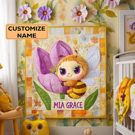 Baby Bee In Bloom WY2807001CL Personalized Baby Quilt