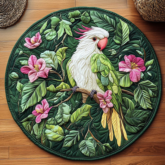 Pale Parrot Pondering WY1408043CL Quilted Round Mat