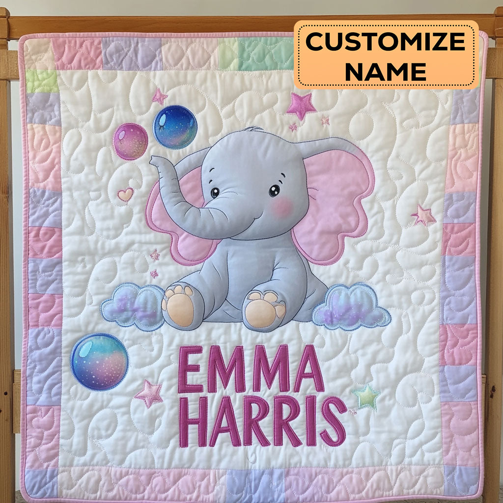 Sweet Elephant CW2407019CL Personalized Baby Quilt