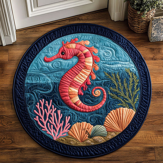 Ocean Sea Horse CP1207036CL Quilted Round Mat