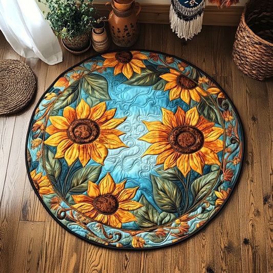 Vintage Sunflower WY0107055CL Quilted Round Mat
