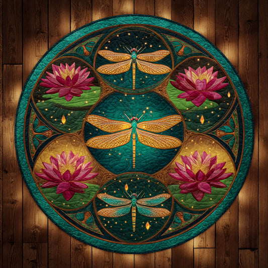 Golden Wings Dragonfly CW2708006CL Quilted Round Mat