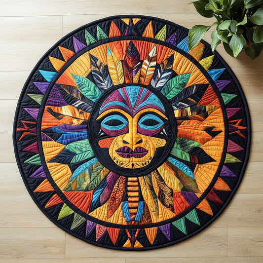 Tribal Mask CW1706047CL Quilted Round Mat