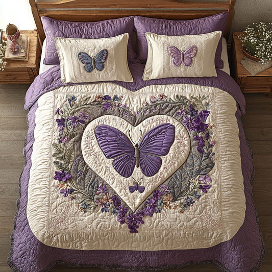 Purple Butterfly Heart WY0502003CL Duvet Cover Set