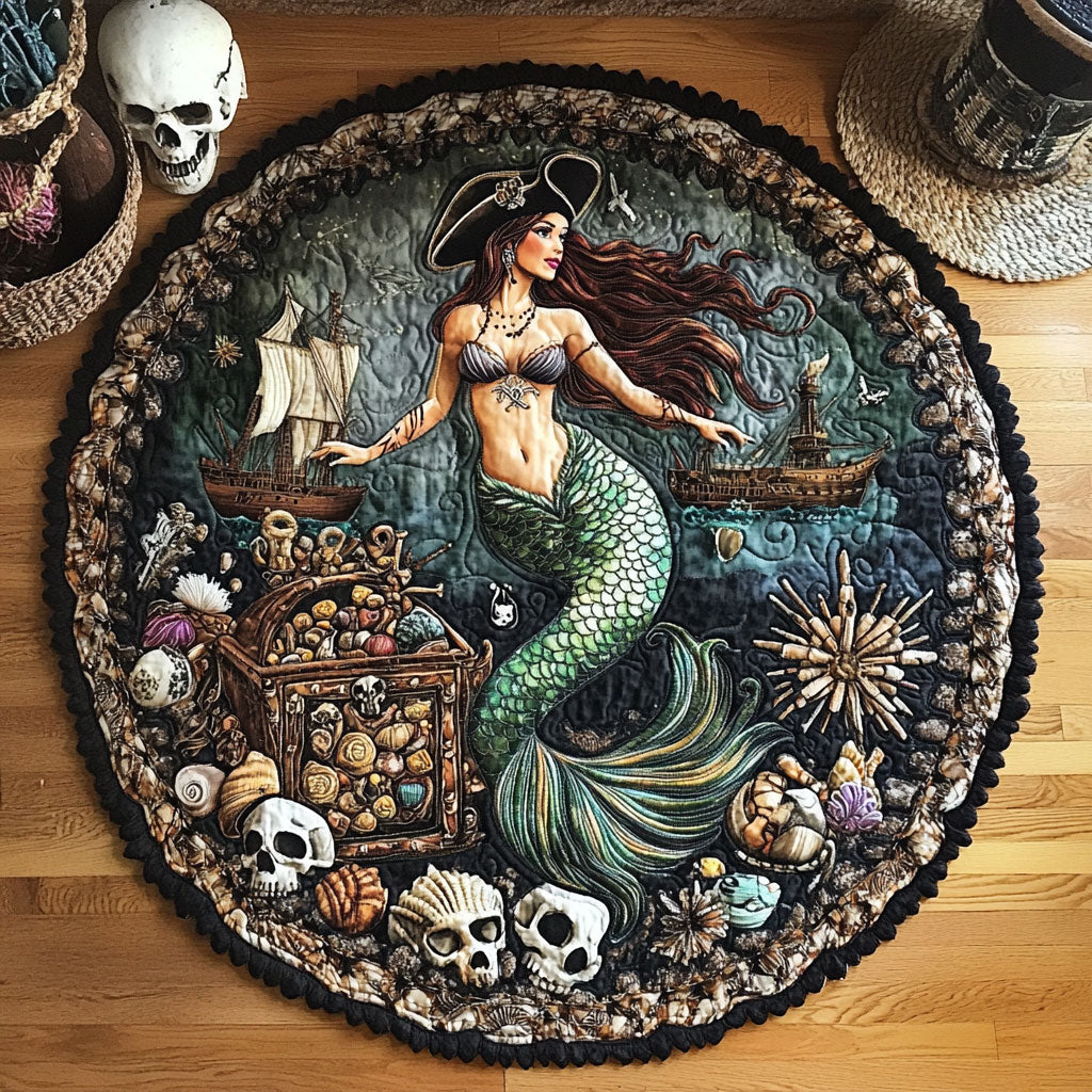 Pirate Mermaid WY0705067CL Quilted Round Mat