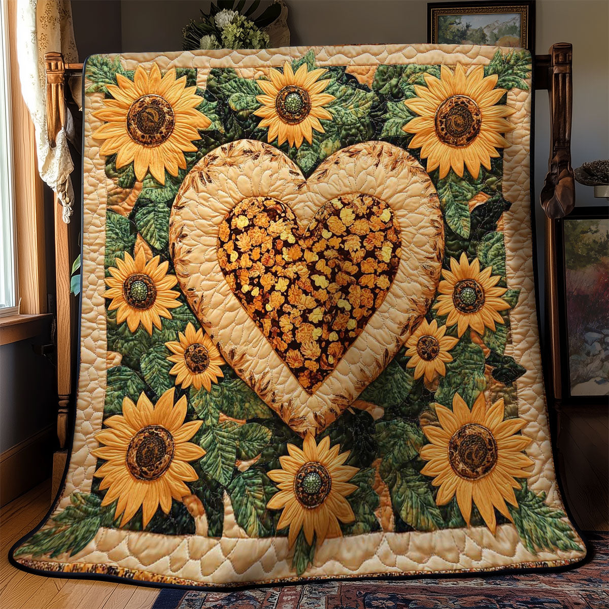 Sunflower Leopard Heart WN0701035CL Quilt