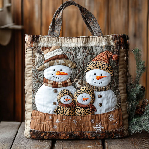 Plaid Scarf Snowman WN1411107CL Quilted Tote Bag
