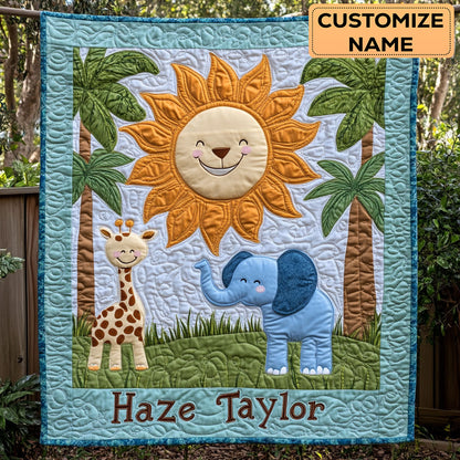 Sunny Safari WN2407070CL Personalized Baby Quilt