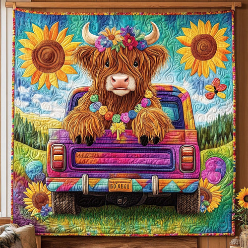 Hippie Highland Cow KL1911003CL Quilt