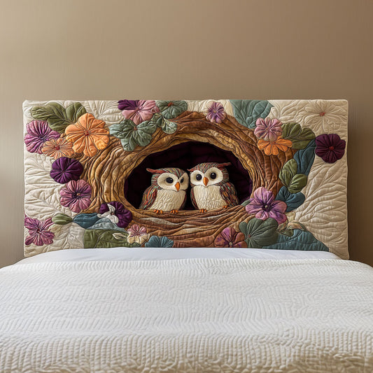 Owl Couple QA2912007CL Quilted Headboard Slipcover