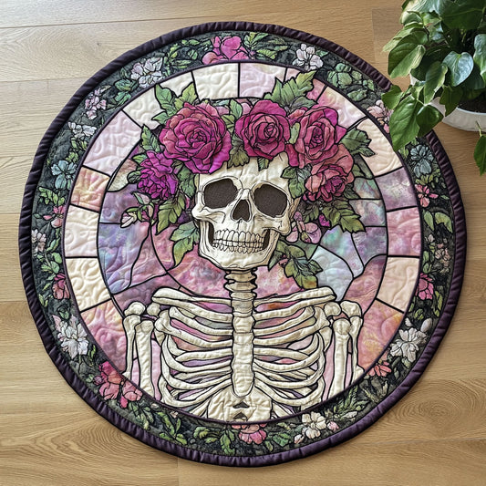 Floral Skeleton CW2205426CL Quilted Round Mat