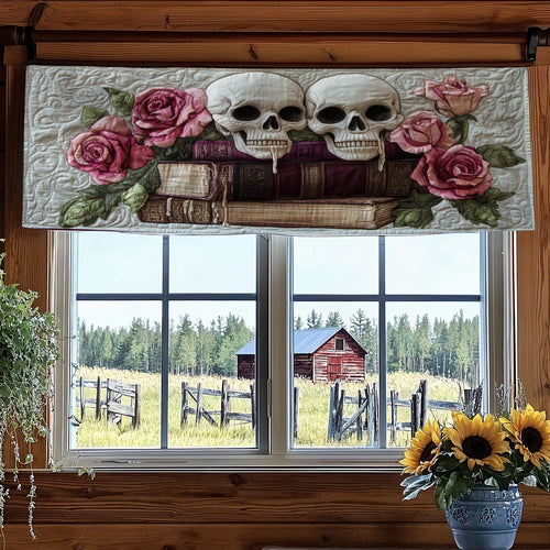 Elegant Rose Skull WY0406033CL Quilted Valance