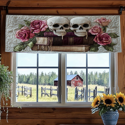 Elegant Rose Skull WY0406033CL Quilted Valance