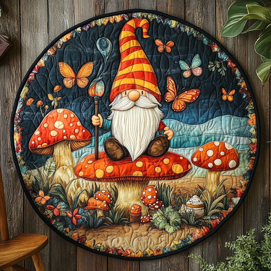 Mushroom Gnome WJ0204022CL Quilted Round Mat